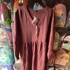 Madewell Lightspun Button Front Midi Dress Dark Fig Purple Size 12 Women